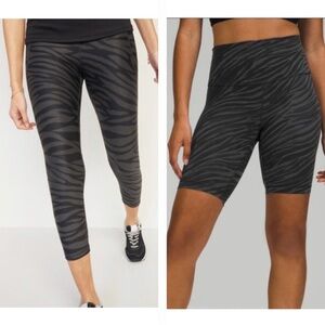 Old Navy Elevate High Rise Powersoft Zebra Print Leggings & Bike Shorts, size S